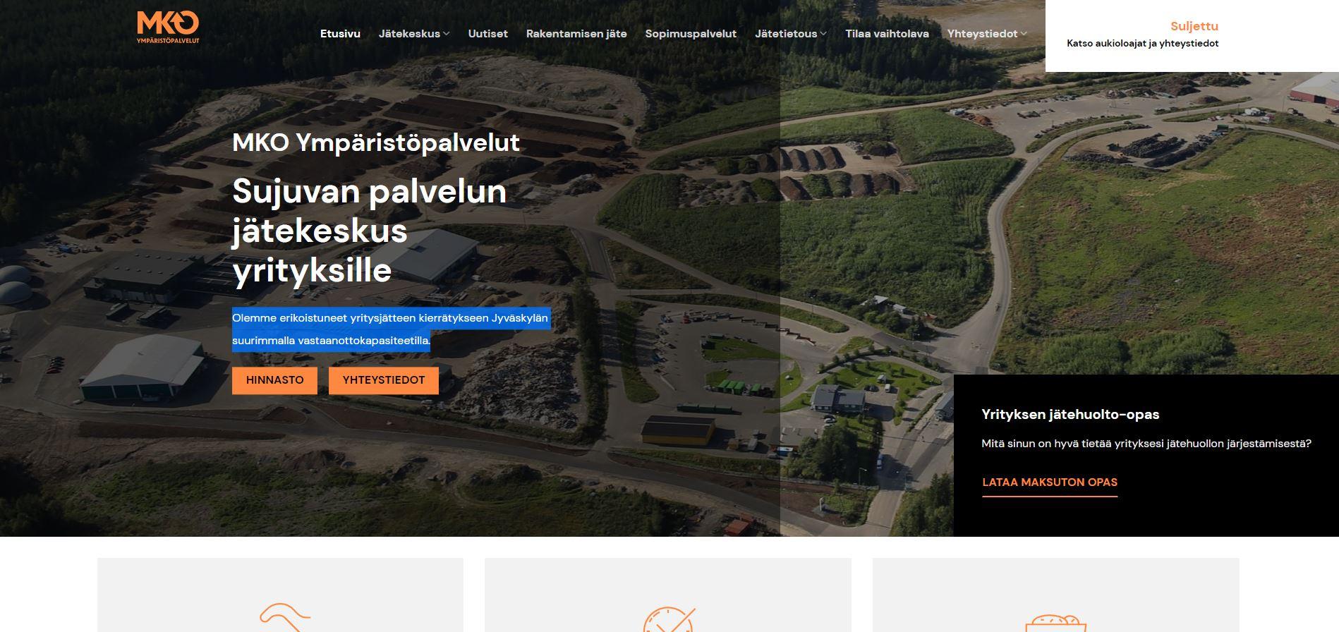 Sujuvan palvelun jätekeskus yrityksille - MKO Ympäristöpalvelut Oy